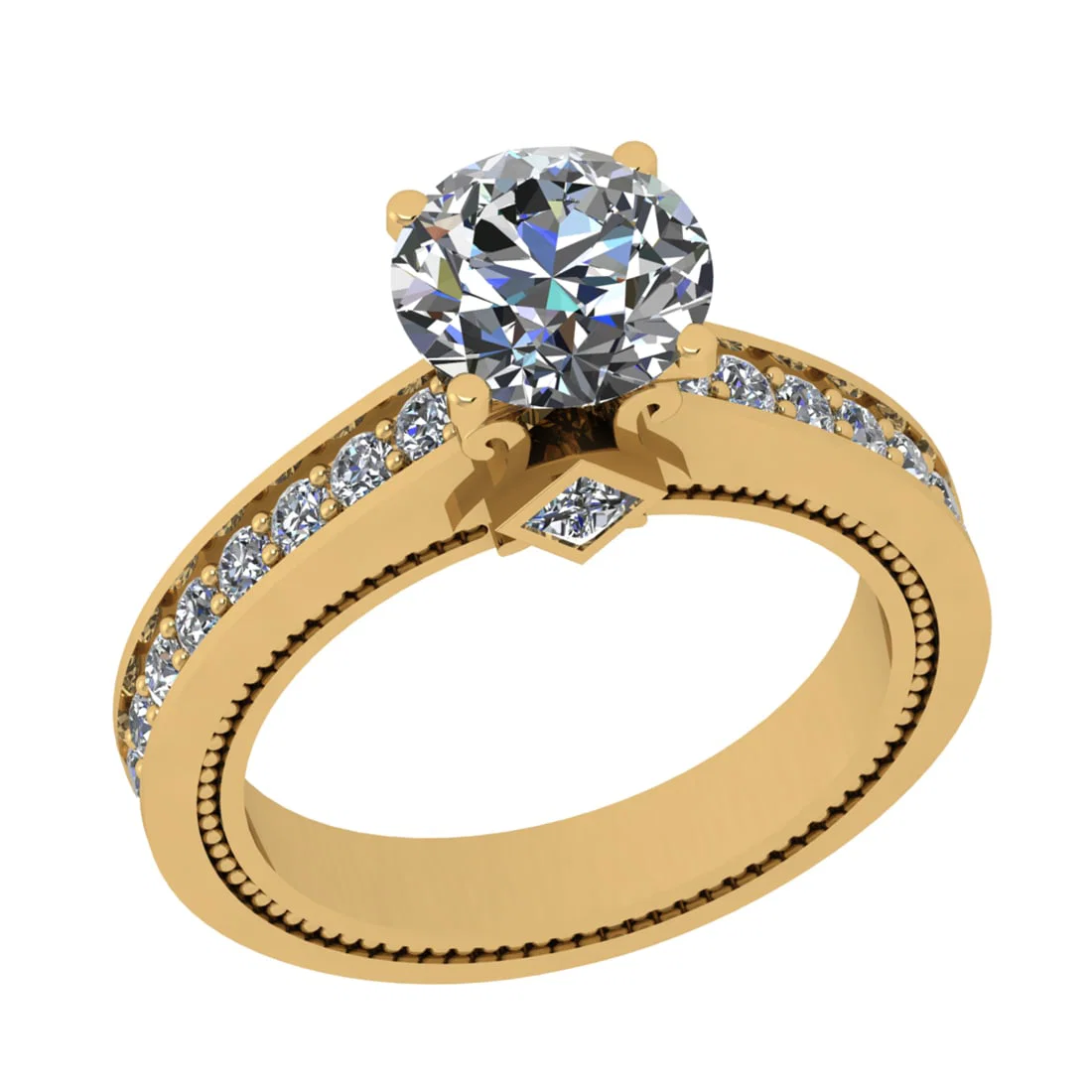 2.71 Ctw SI1/SI2 Diamond Prong Set 14k Yellow Gold Engagement Ring