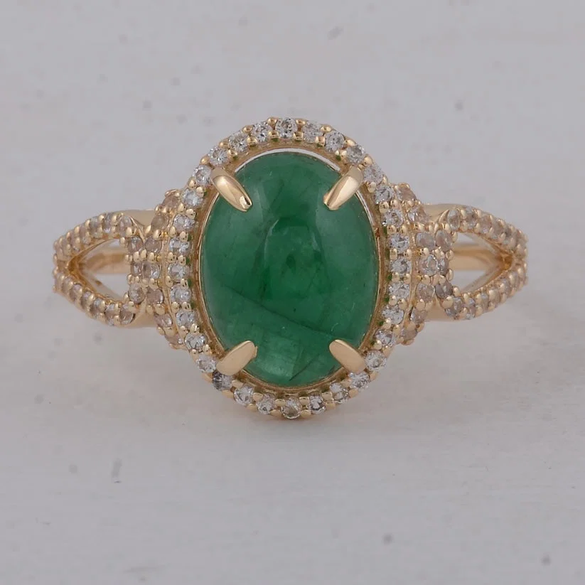 2.83 Ct Oval Emerald 9K Gold Ring