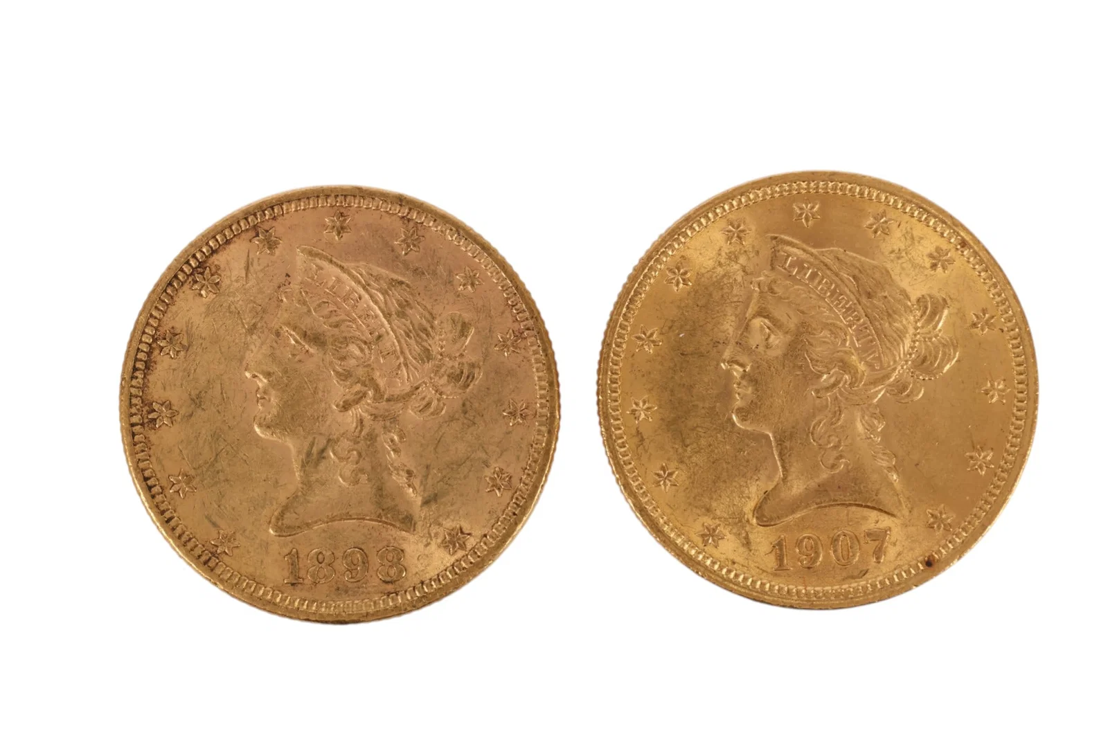 (2) Antique $10 Gold Liberty US Half Eagles 33.4g.