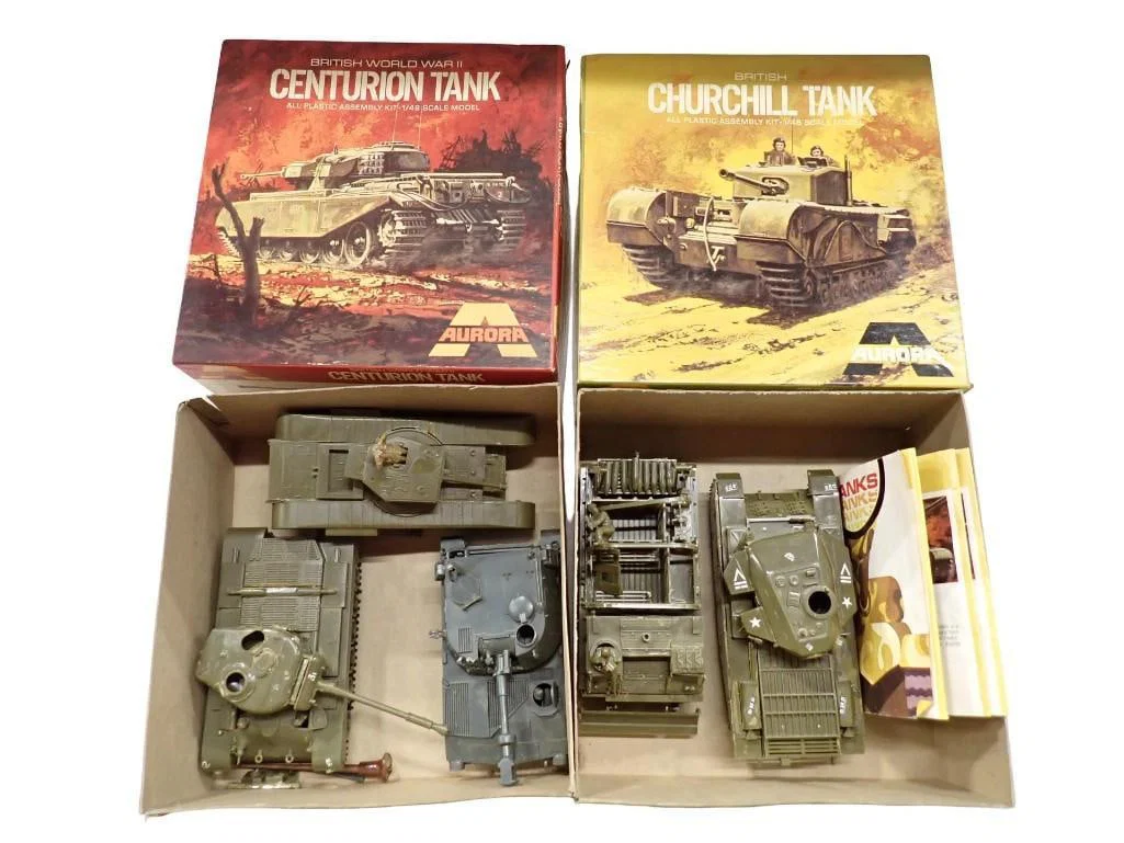 2 Aurora Model British Military Tanks incl Centurion Tank and Churchill Tank