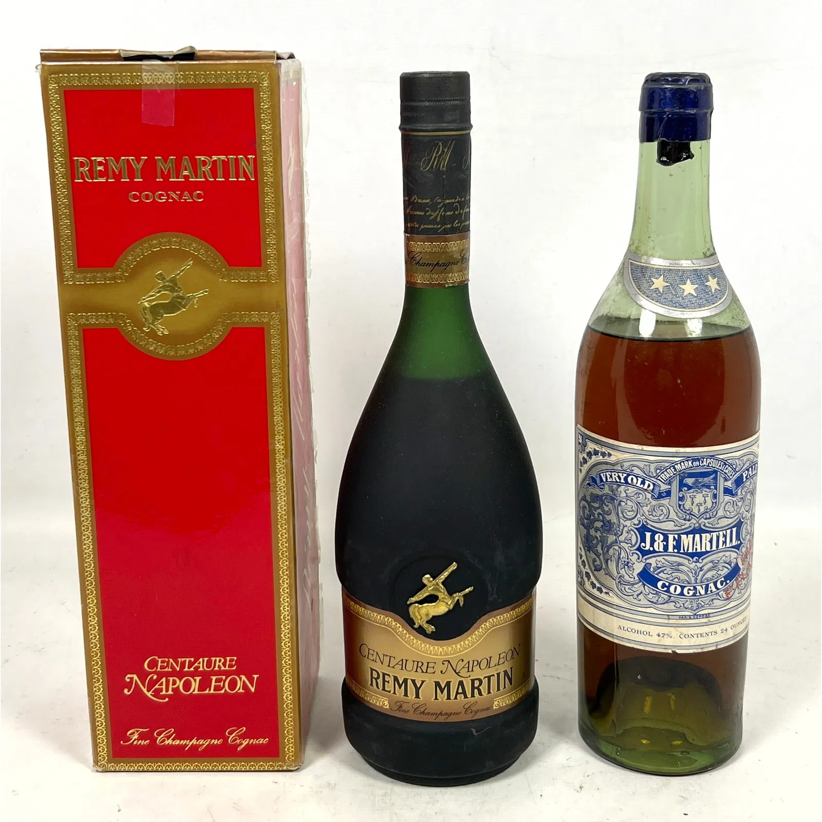 2 Bottle Cognac. Remy Martin and J. F. Martell