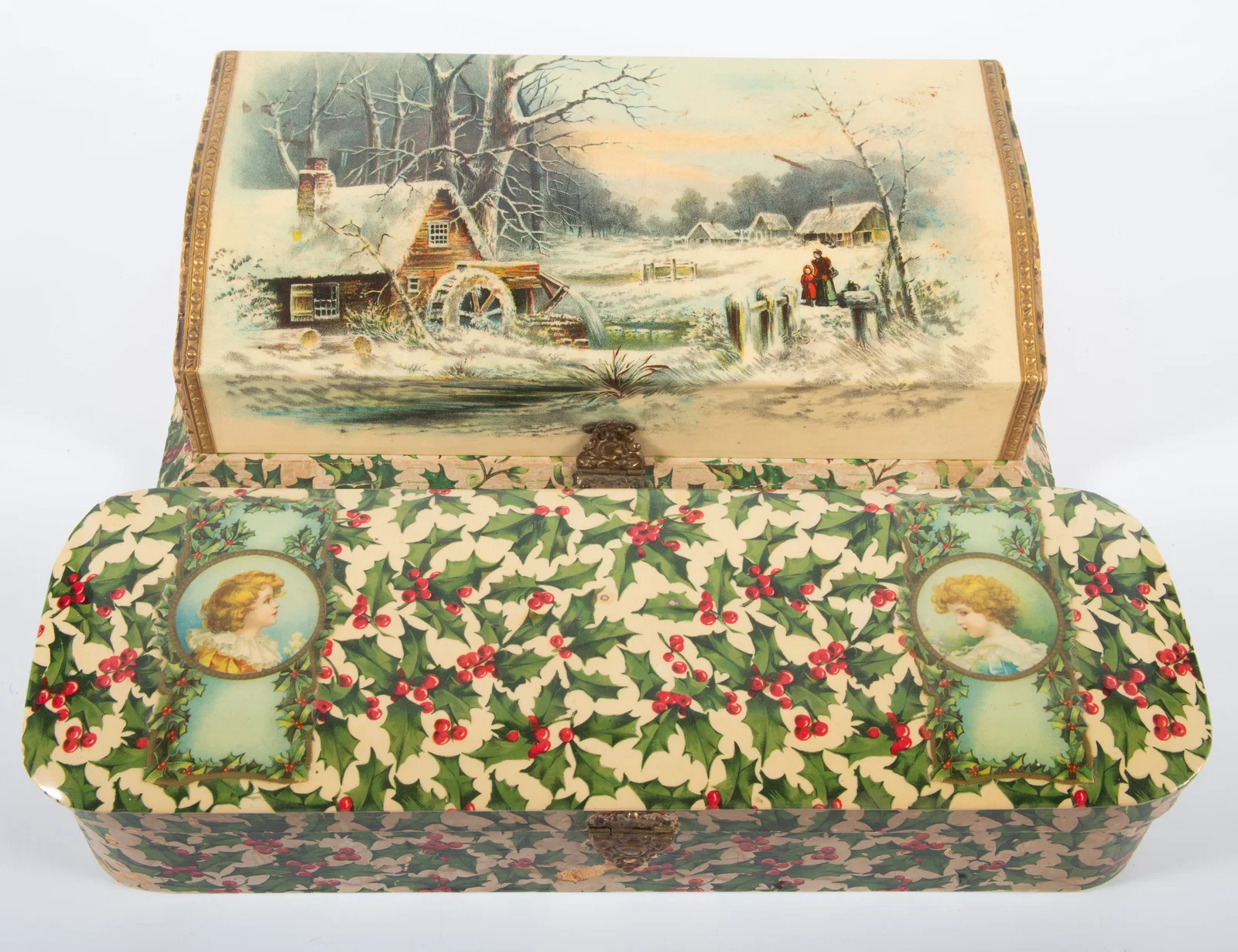 (2) CELLULOID CHRISTMAS BOXES