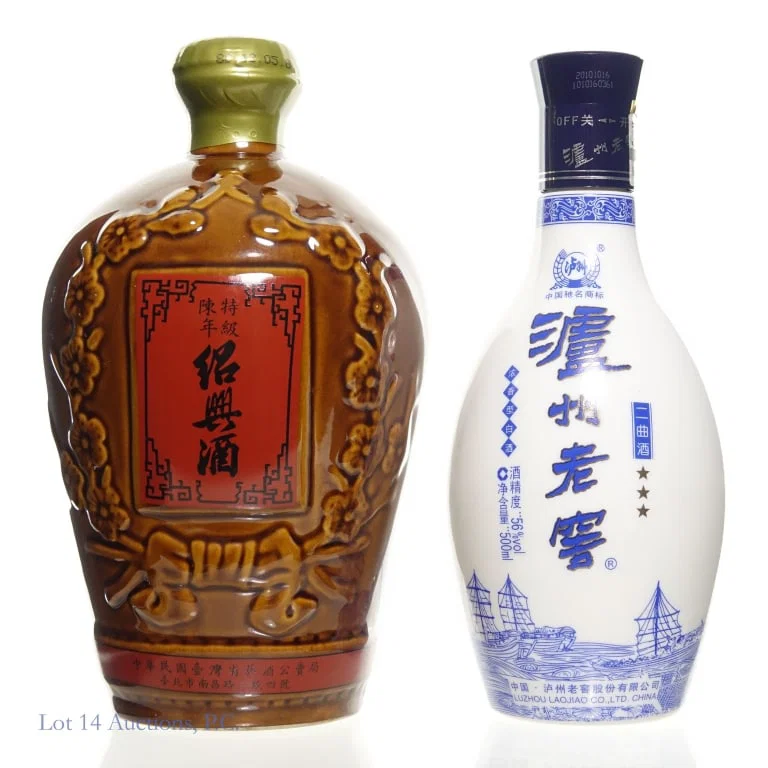 2 Chinese Bottles (Luzhou Laojiao, Shaoxing Wine)