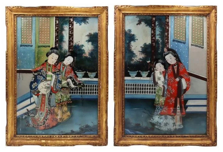 (2) Chinese Export Reverse Paintings, Sotheby's