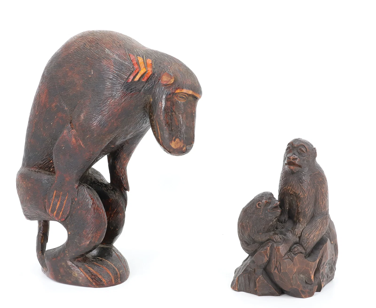 (2) FOLK ART CARVED ANIMAL SCULPTURES