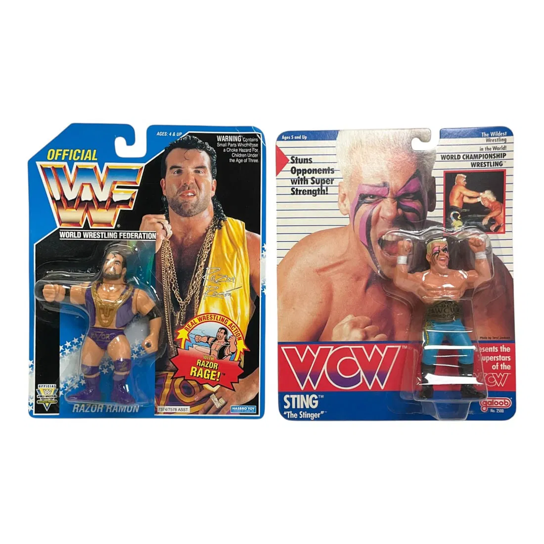 2 - Hasbro and Galoob WWF and WCW Wrestling Action Figures, Razor Ramon and Sting, 1990-1994