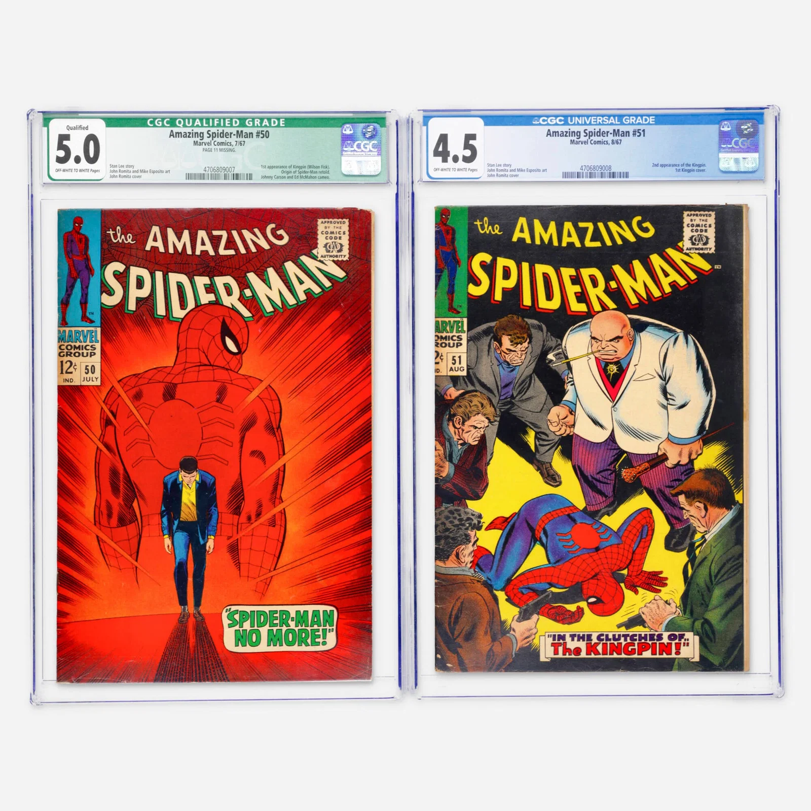 2 Marvel Comics Amazing Spider-Man #50 and #51 CGC Group