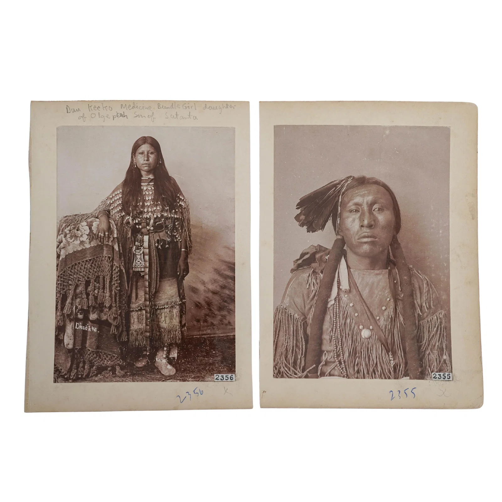 (2 Pc) 1890s Native American Historic Photographs By George W. Bretz