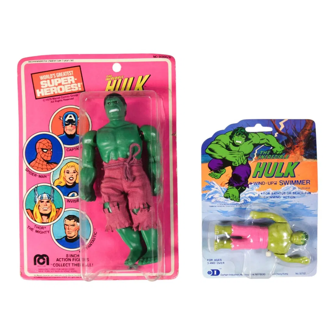 2 Vintage Mego & Durham Incredible Hulk Toys