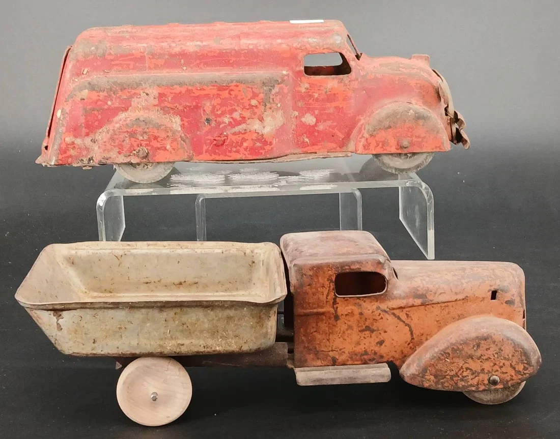 (2) Vintage Pressed Steel Toy Trucks