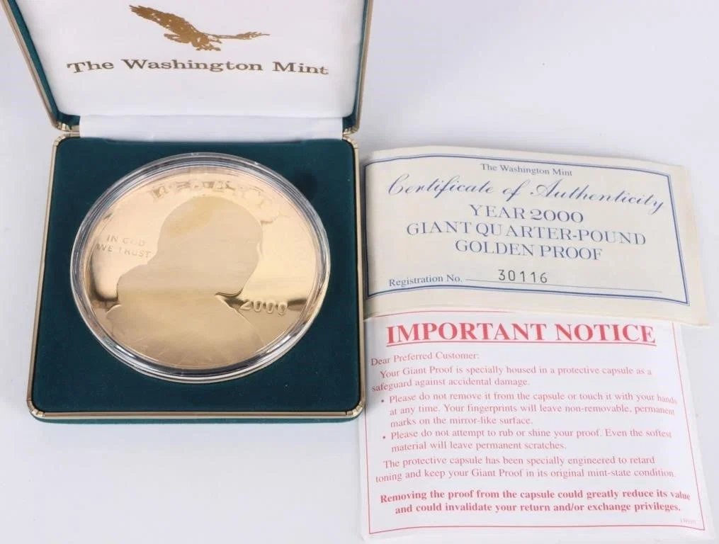 2000 SACAGAWEA 4 OZ FINE SILVER 24K LAYERED ROUND