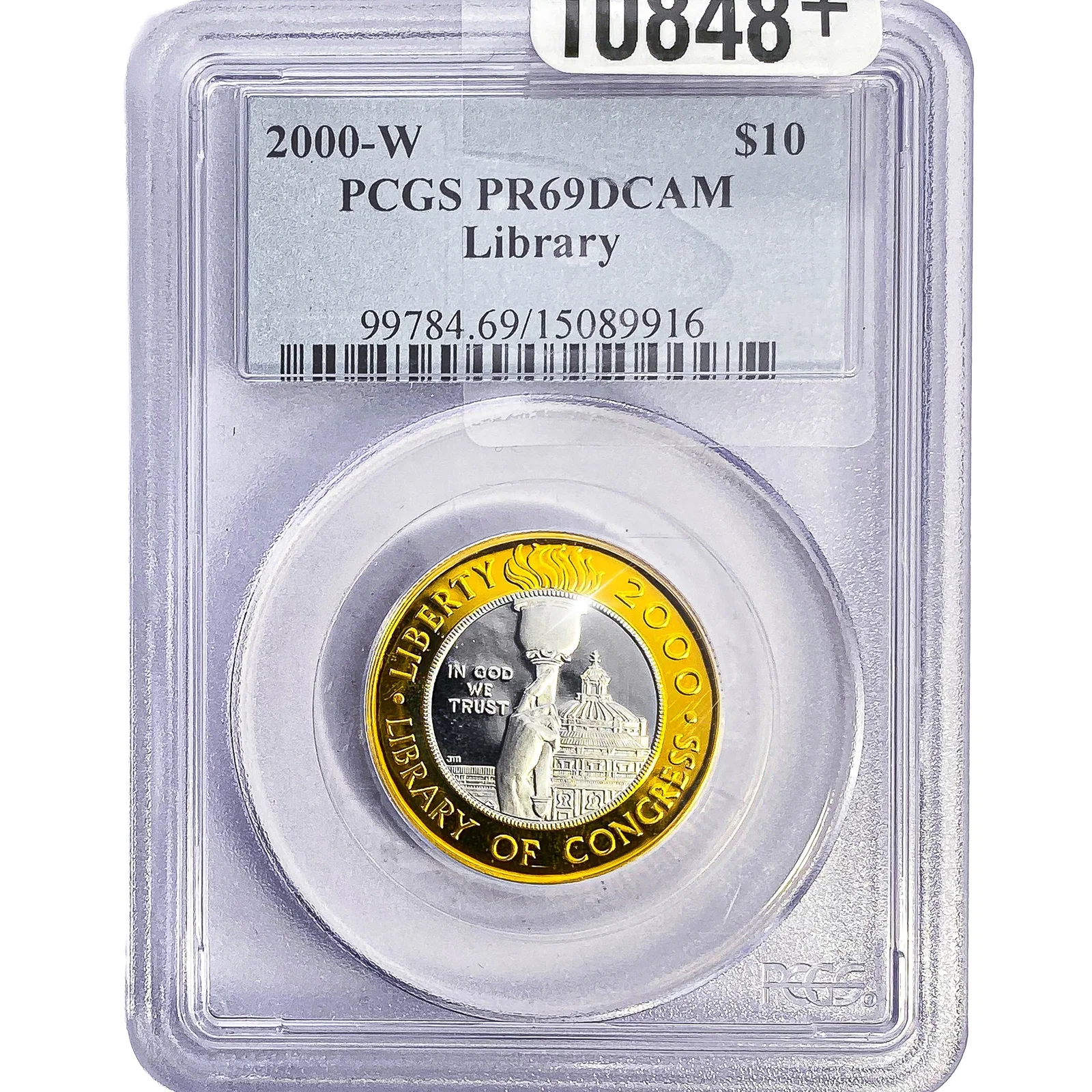 2000-W U.S. Library of Congress .2509oz Gold Bimetallic $10 PCGS