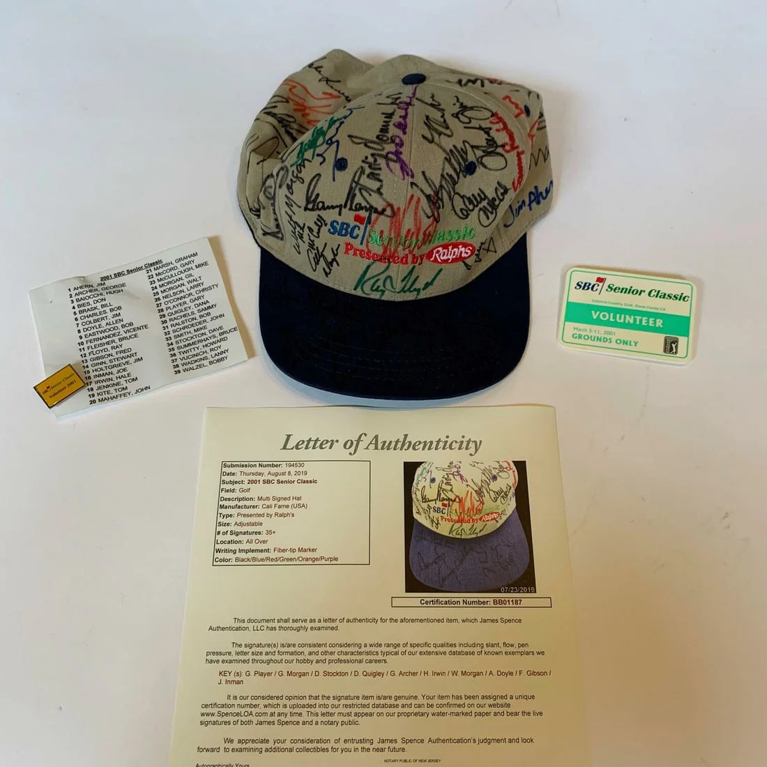2001 PGA SBC Senior Classic Golf Hat 39 Signatures JSA Authenticated