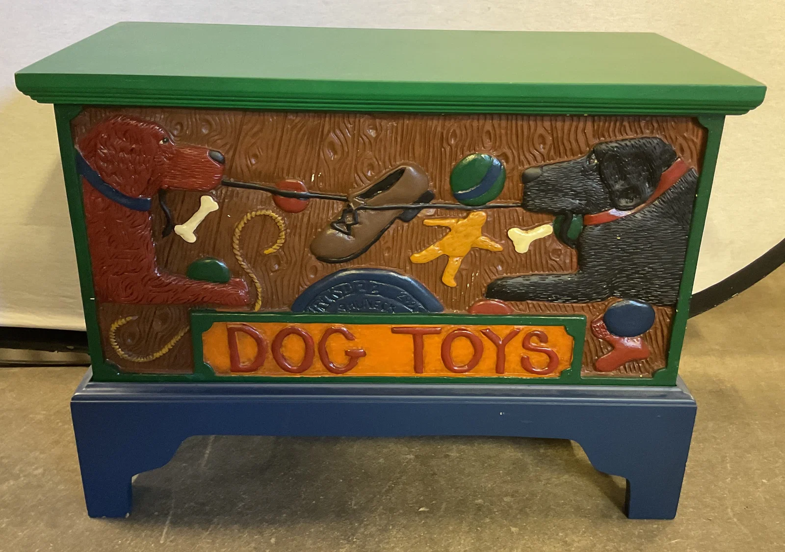 2005 Stephen Huneck Hand Carved Wooden Toy Box