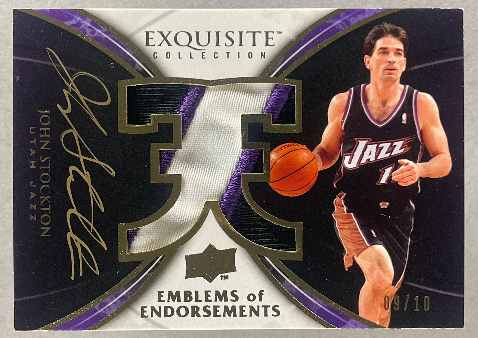 2008 Exquisite Emblems of Endorsements Auto Patch John Stockton 9/10