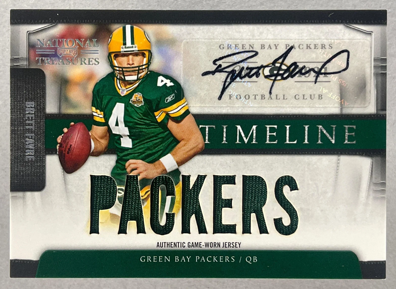 2009 National Treasures Timeline Packers Auto Jersey Brett Favre 5/10