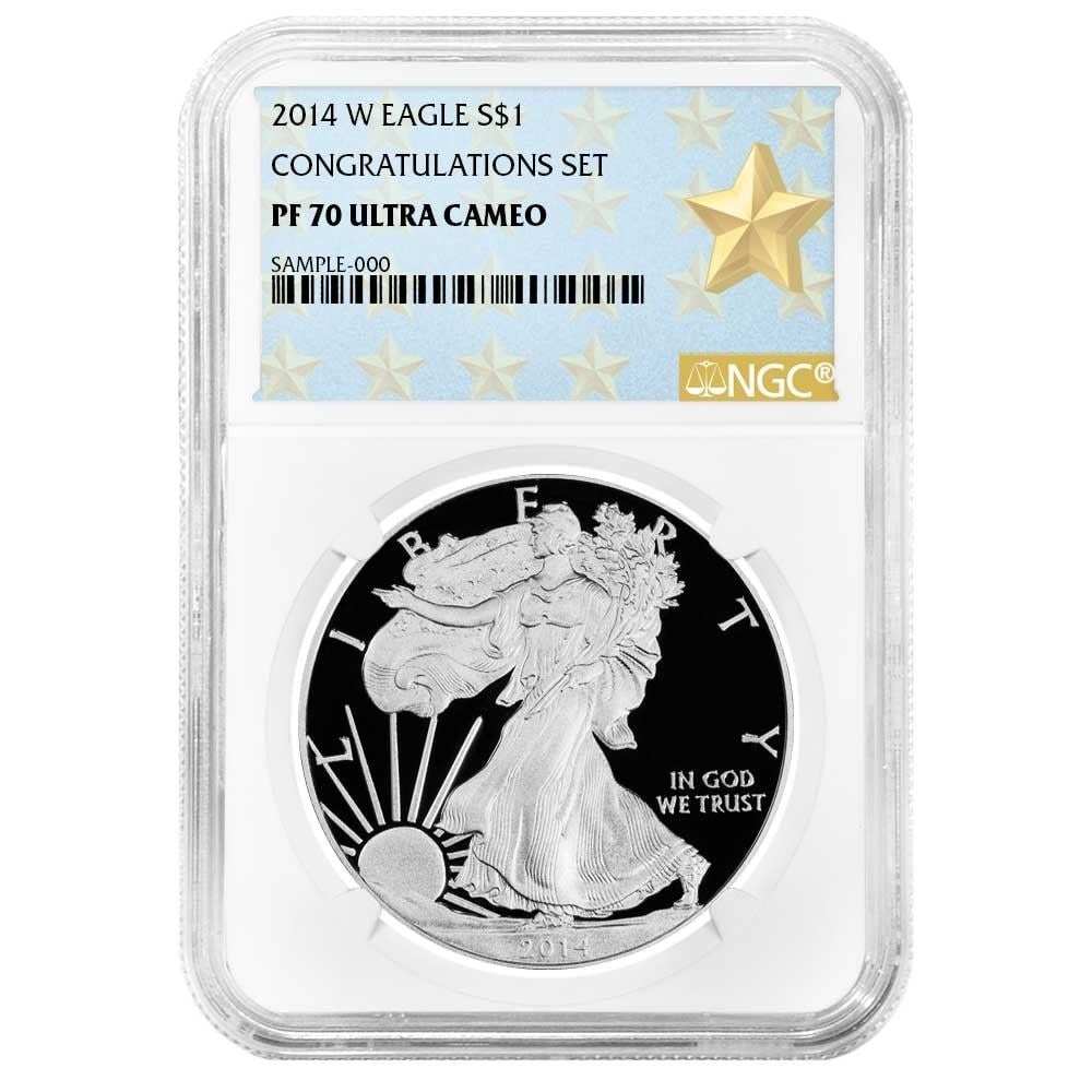 2014-W Proof 1 Dollar American Silver Eagle Congratulations Set NGC PF70UC West Point Military