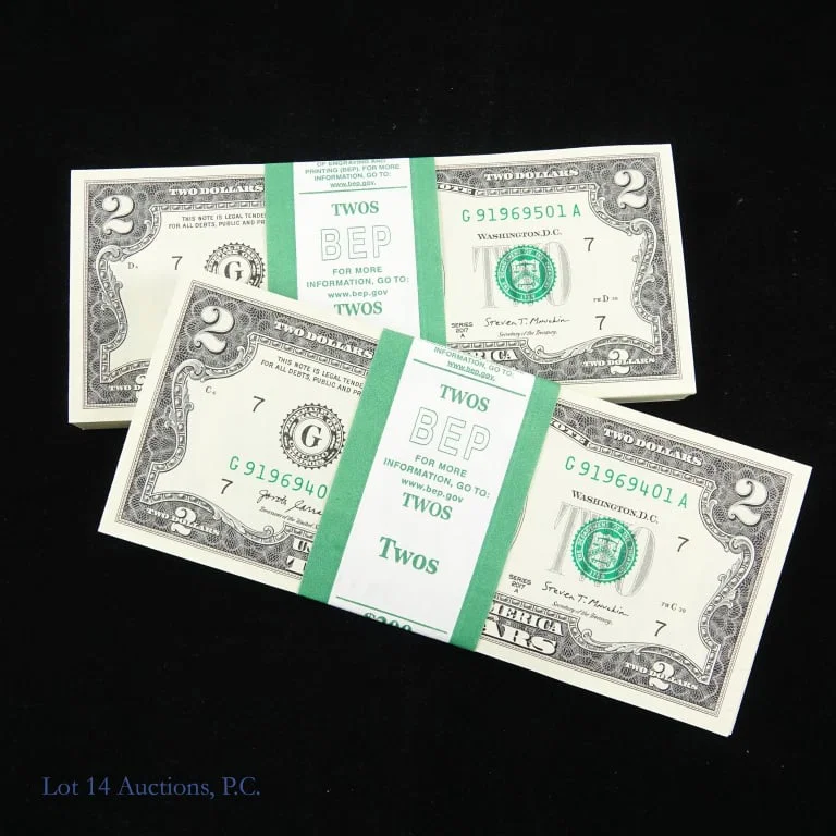 2017-A $2 Fed Reserve Notes CU Consec. S/Ns (200)