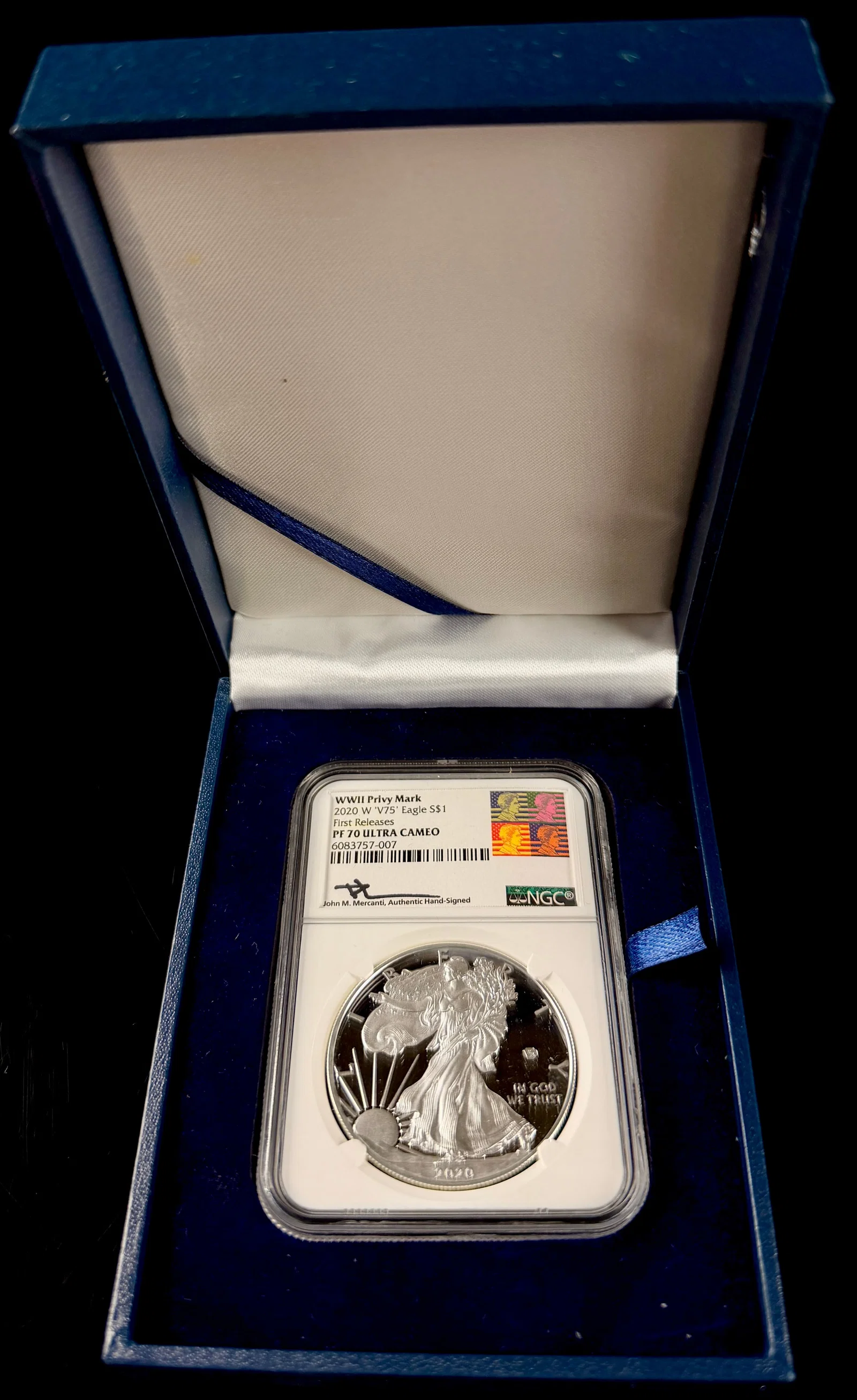 2020-W US WWII Privy Mark American Silver Eagle $1 NGC PF 70 Ultra Cameo First Releases John