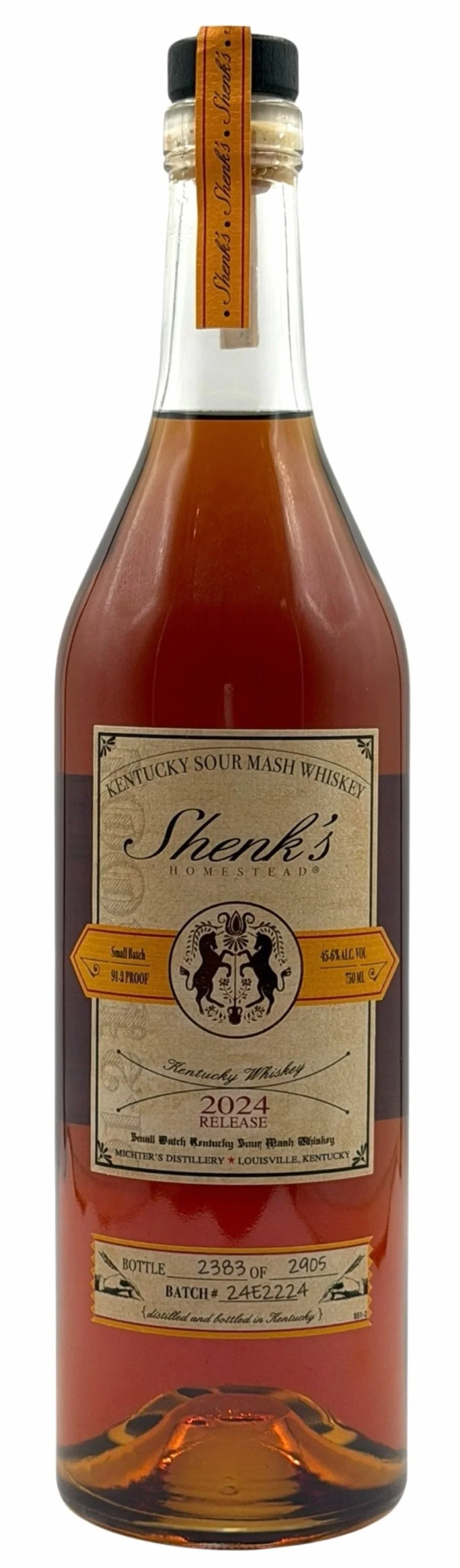 2024 Shenk's Homestead Small Batch Sour Mash Whiskey 91.2 Proof 750ML