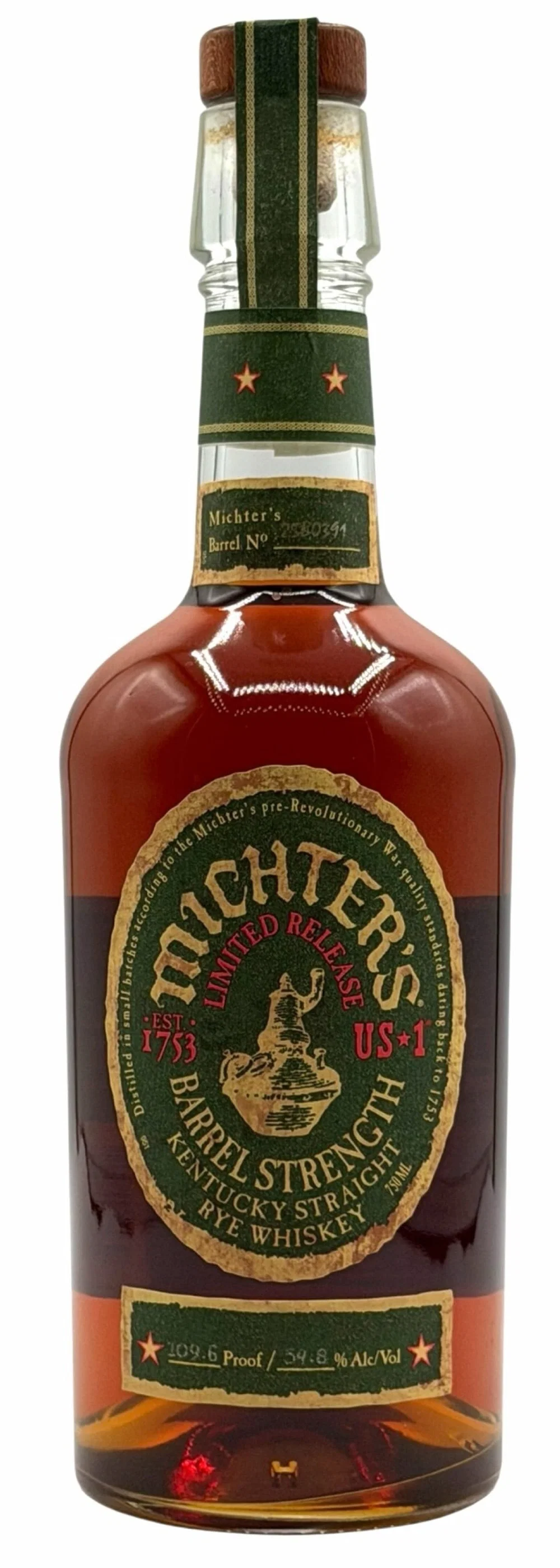 2025 Michter's Barrel Strength Rye Whiskey 109.6 Proof 750ML