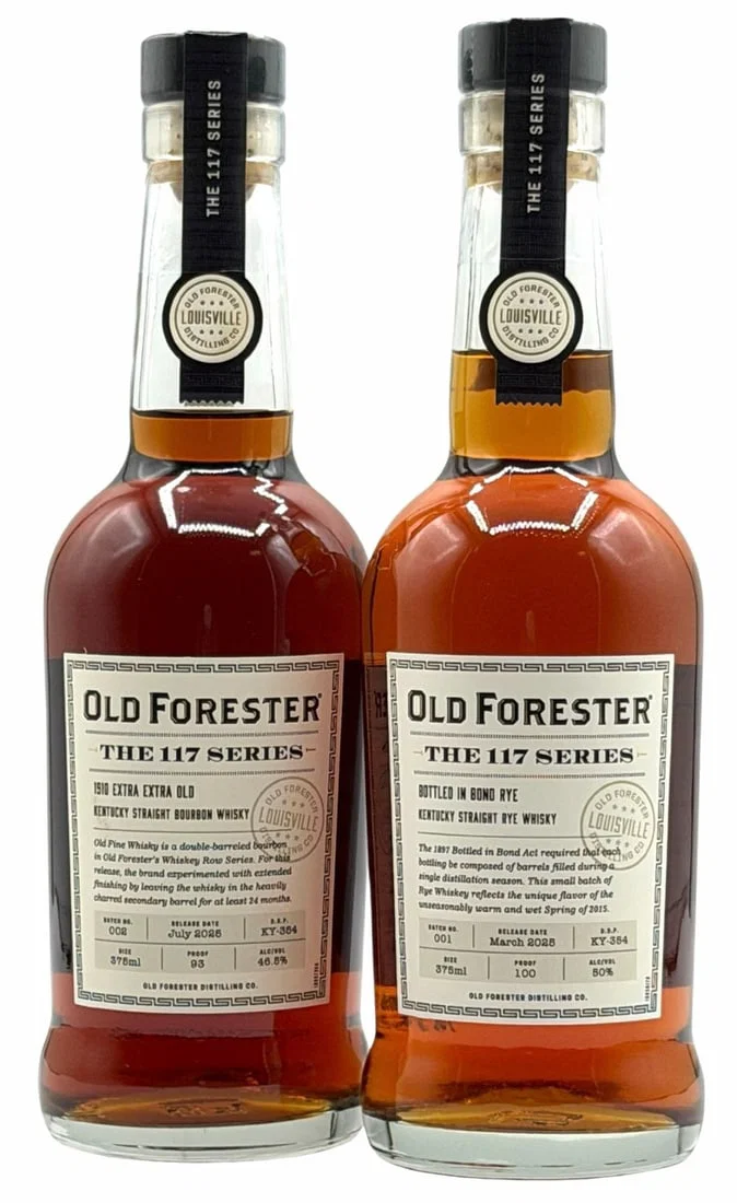 2025 Pair of Old Forester The 117 Series Bottled In Bond Rye Whiskey 100 Proof 375ML