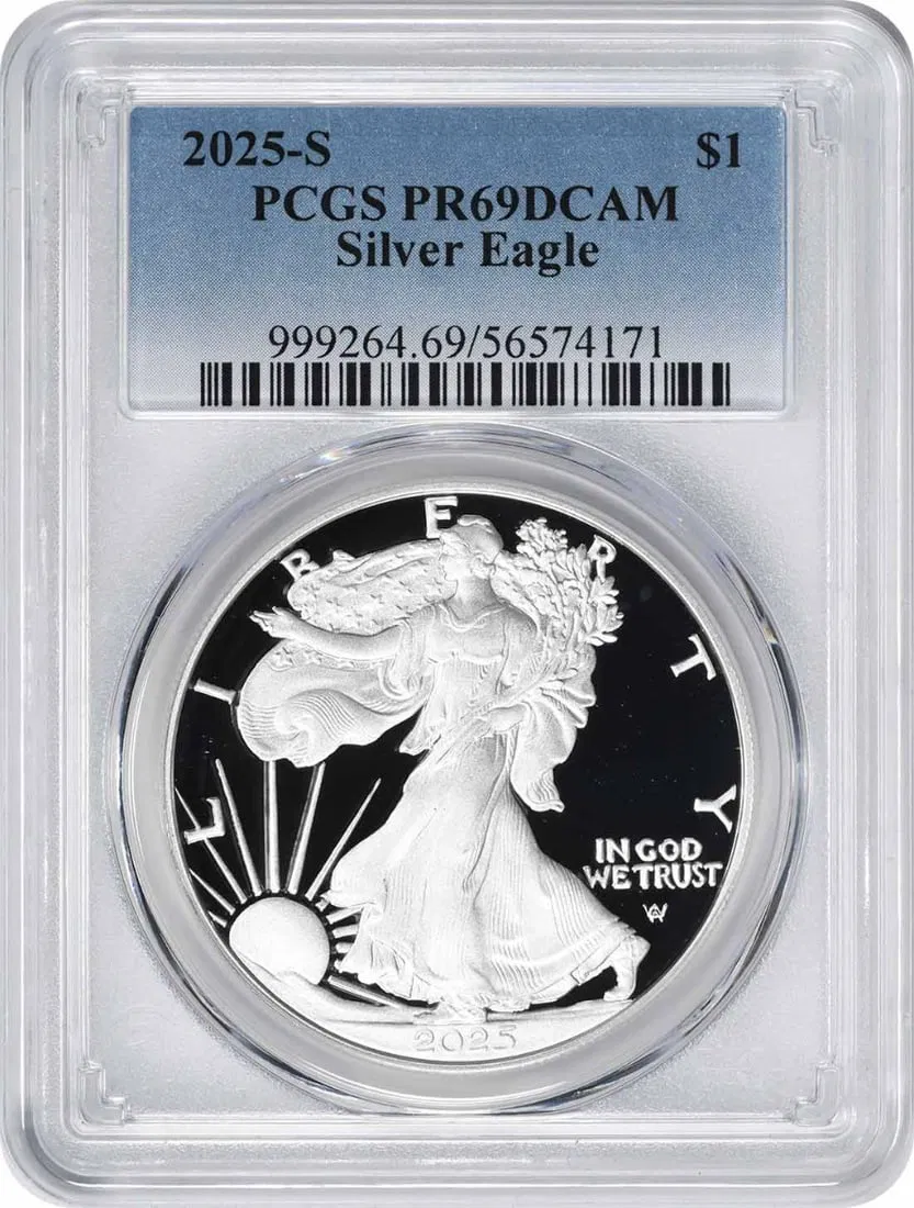 2025 San Francisco Proof Silver Eagle Dollar PR69DCAM by PCGS