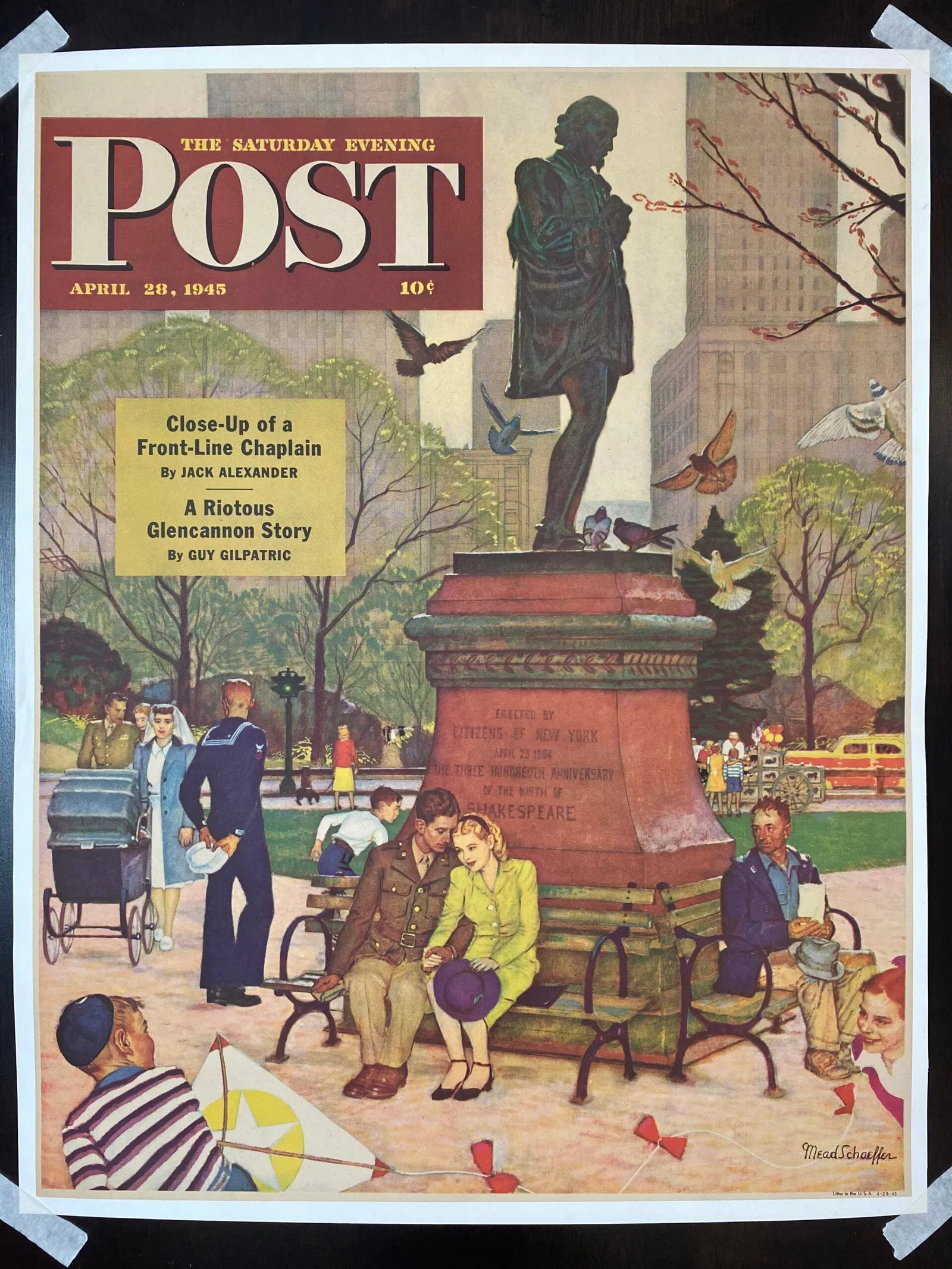 22x28 1945 Newstand Poster Saturday Evening Post - Art By Mead Schaeffer romance Under
