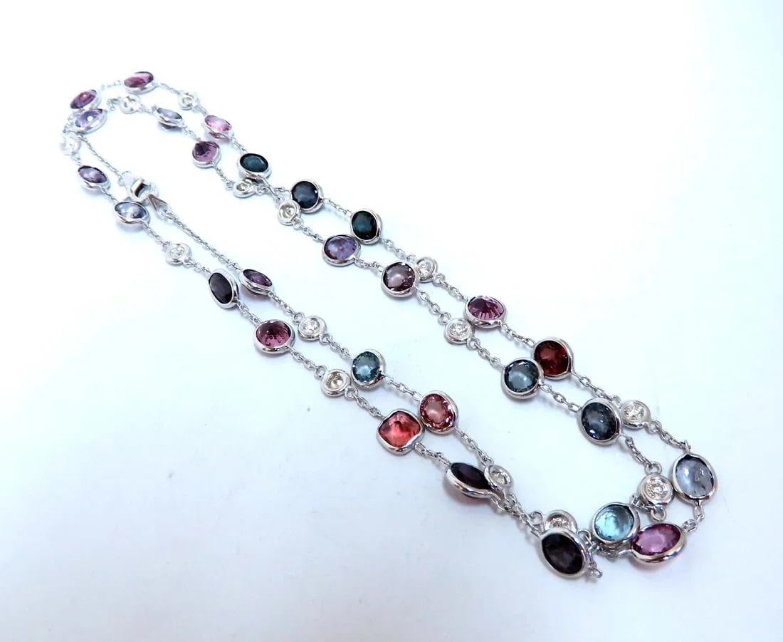 23 carat multi-colored natural spinel diamonds yard necklace 24 inch 14kt gold**