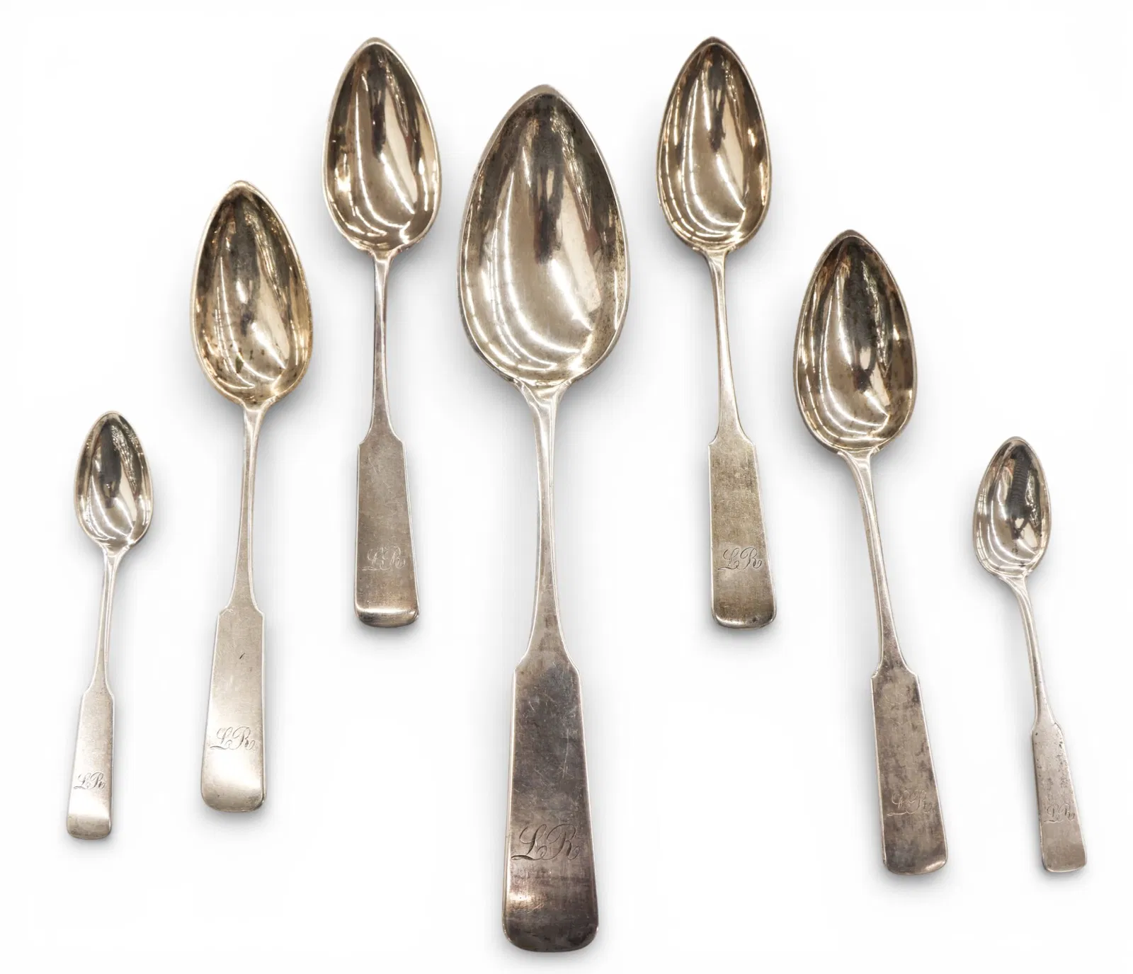 25pc Antique Russian .875 Silver Spoons by Ludwik Nast