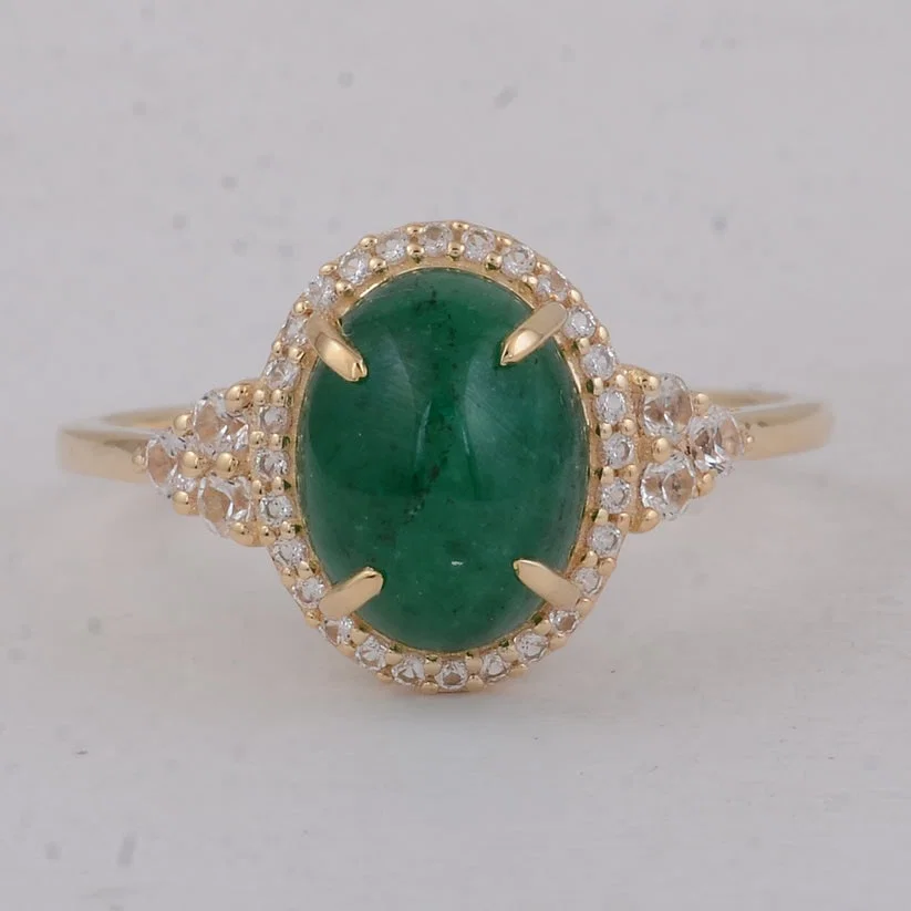 3.06 Ct Oval Emerald 9K Gold Ring