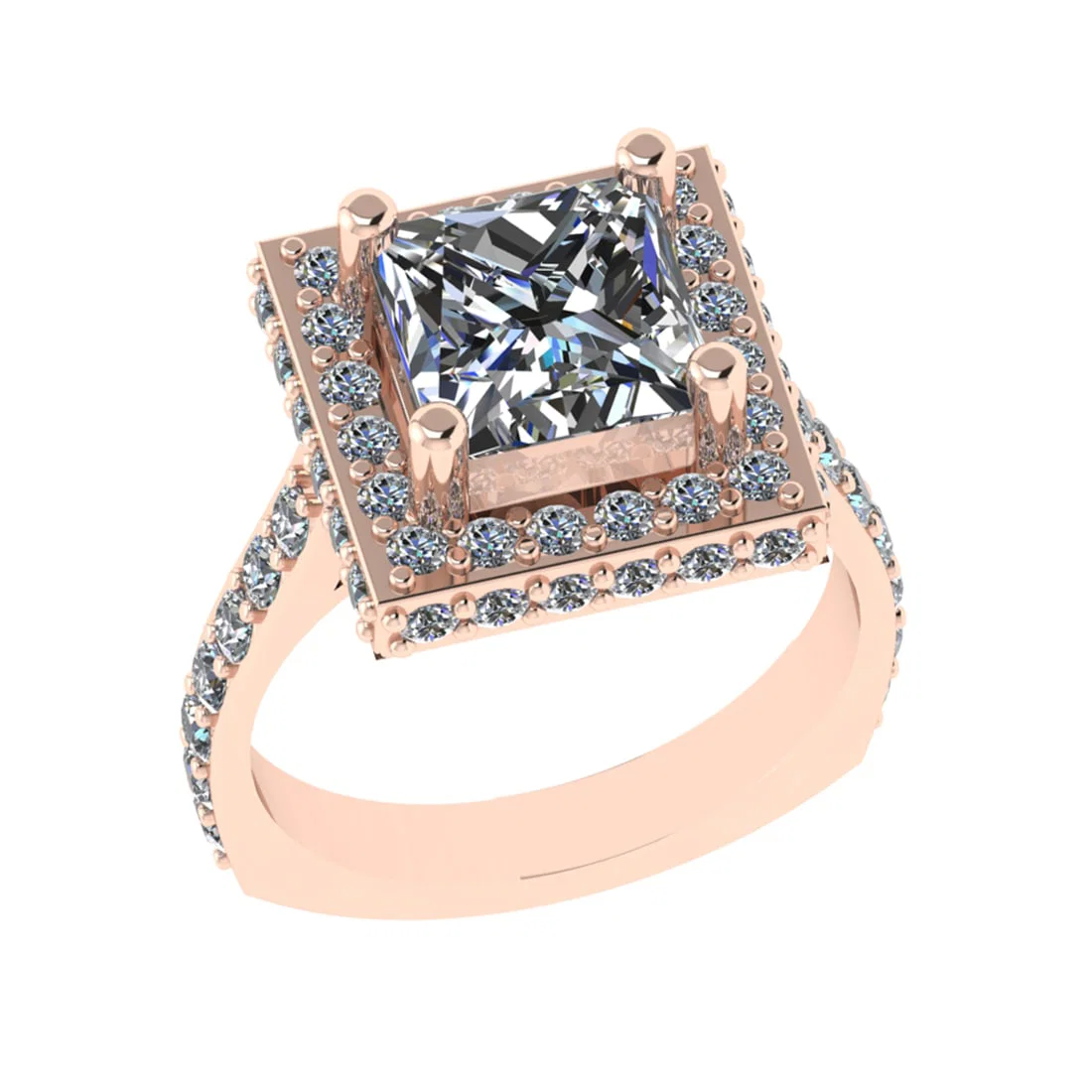 3.21 Ctw VS/SI1 Diamond 14k Rose Gold Engagement Ring (ALL DIAMOND ARE LAB