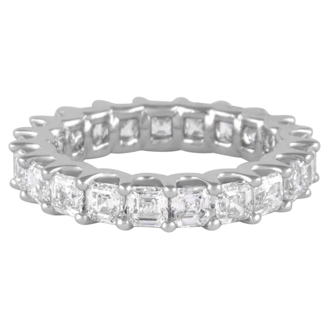 3.25ct Asscher Cut Diamond Eternity Ring 18k White Gold