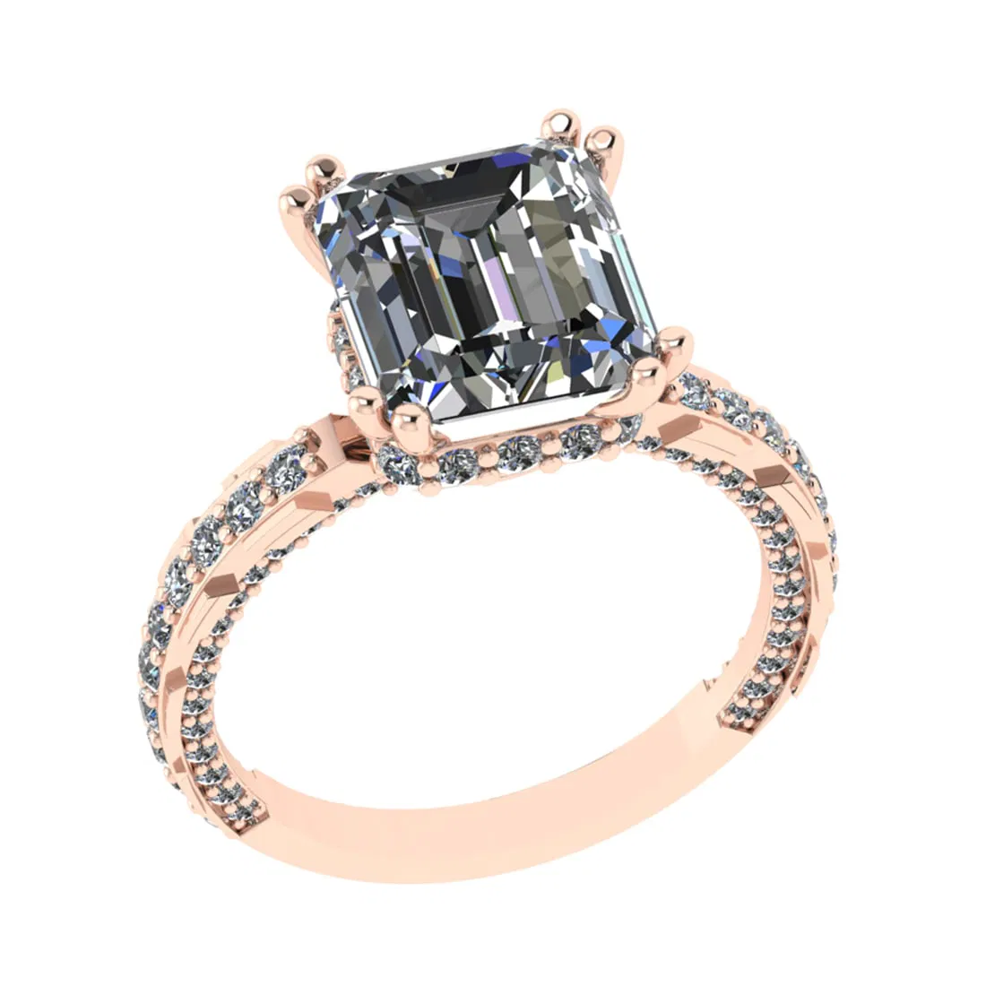 3.56 Ctw VS/SI1 Diamond 14k Rose Gold Engagement Ring (ALL DIAMOND ARE LAB