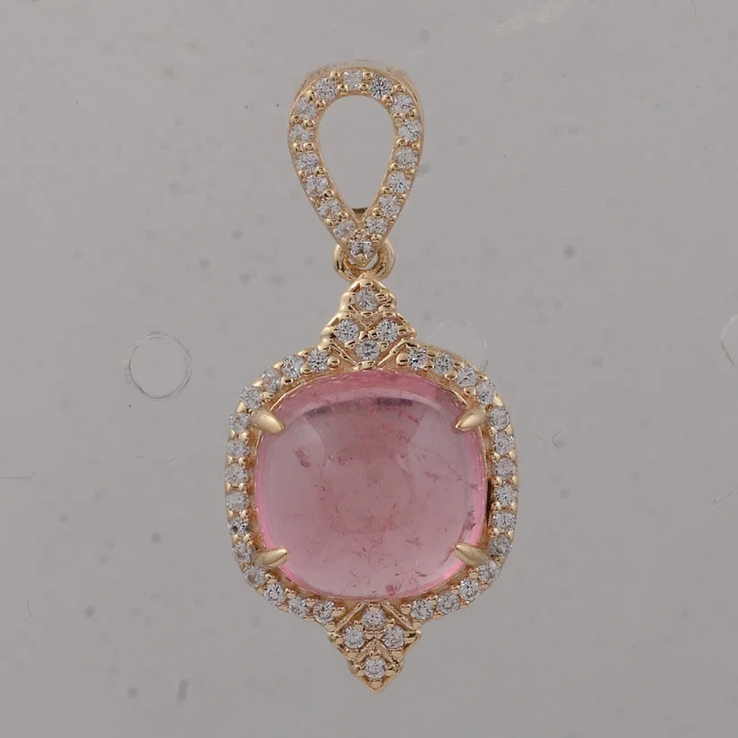 3.57 Ct Cushion Tourmaline 9K Gold Pendant
