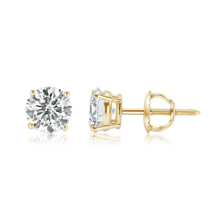 3.72 ctw 14k Yellow Gold 4 Prong Screwback Round Stud