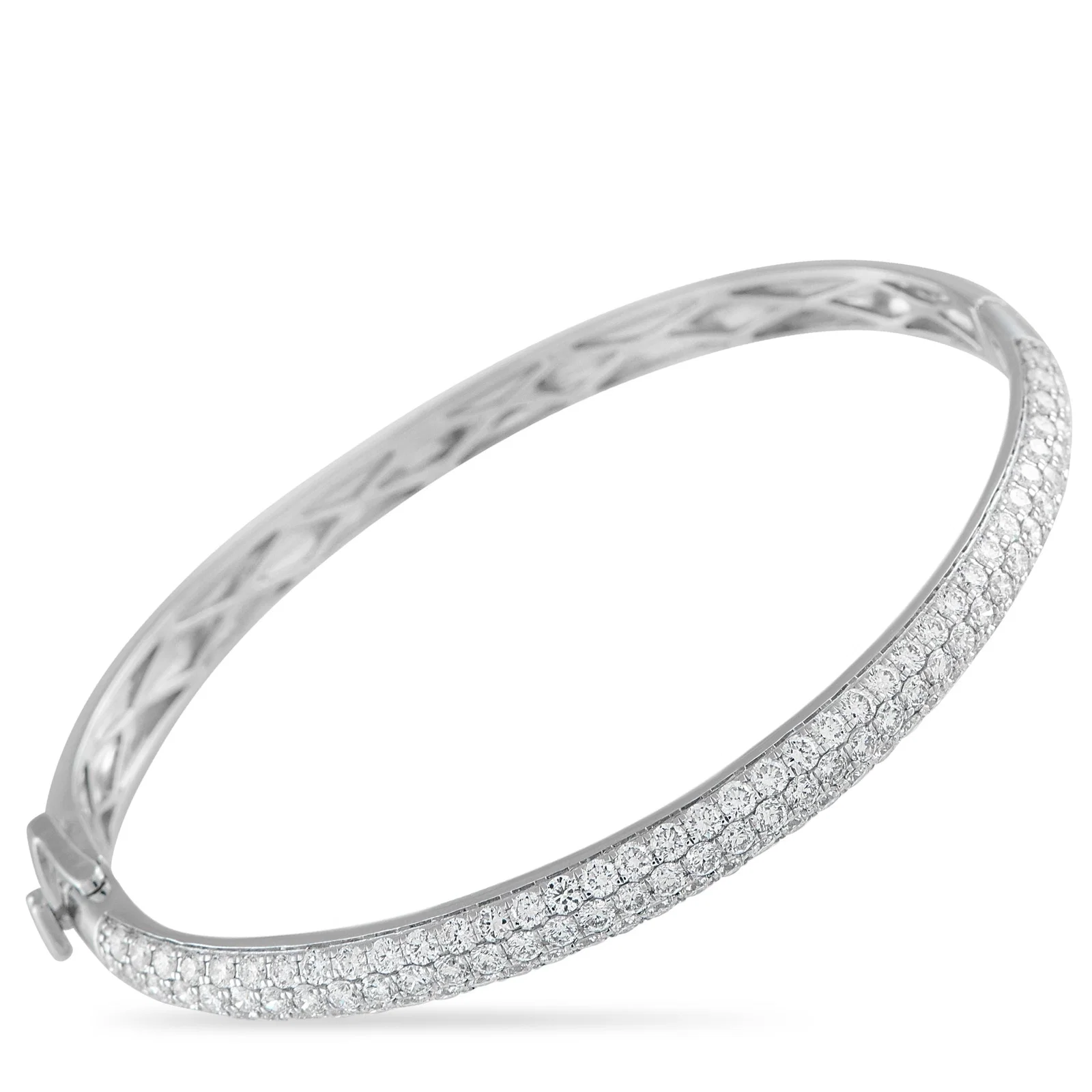 3.75ctw Diamond and 18K White Gold Pave Bangle Bracelet