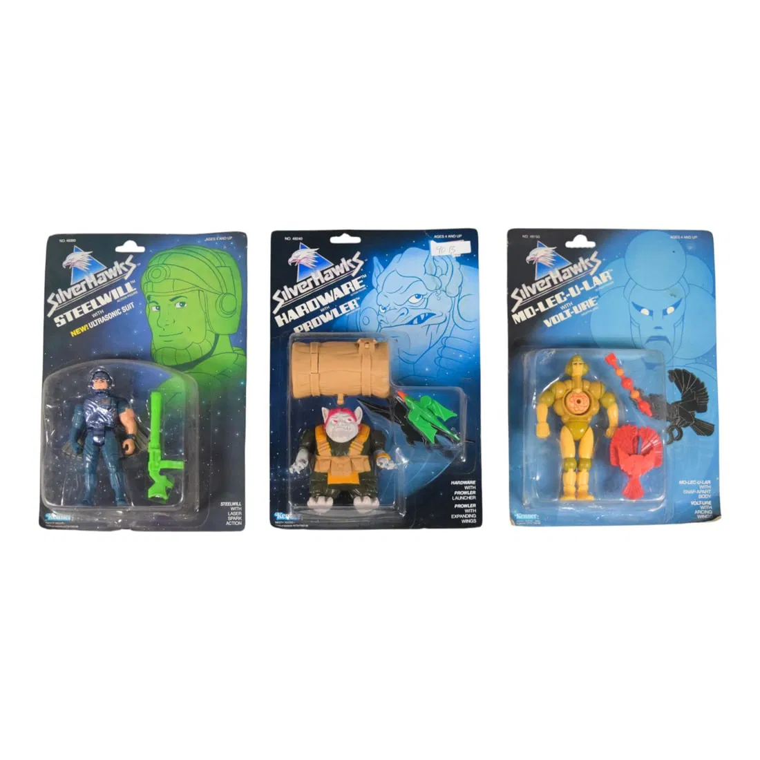 3 - Kenner SilverHawks Action Figure Collection, Three Carded Figures, c. 1986-1987