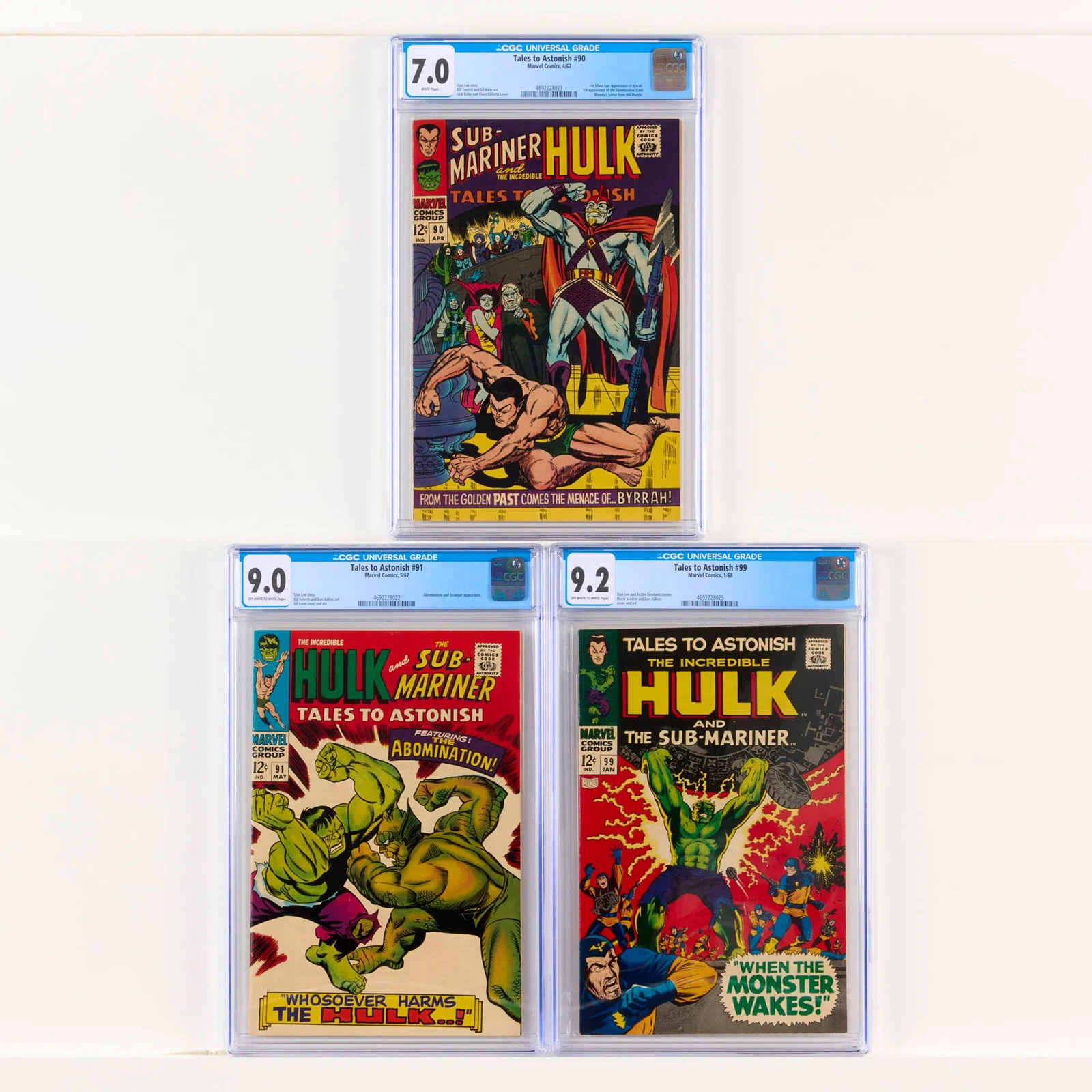 3 Marvel Comics Tales to Astonish #90, #91 and #99 CGC Group