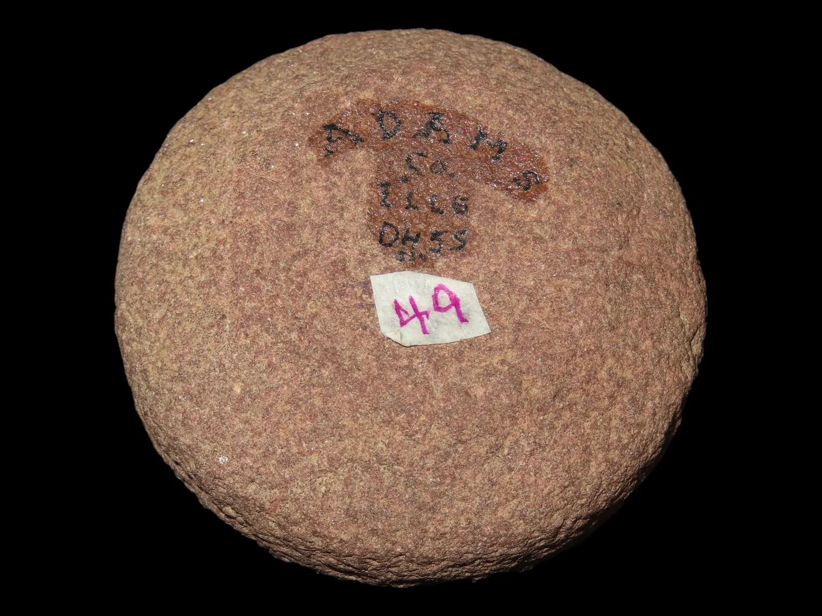 3" w x 1 3/8" Salt River Discoidal, Dickey COA, Adams Co, IL, Red Hardstone