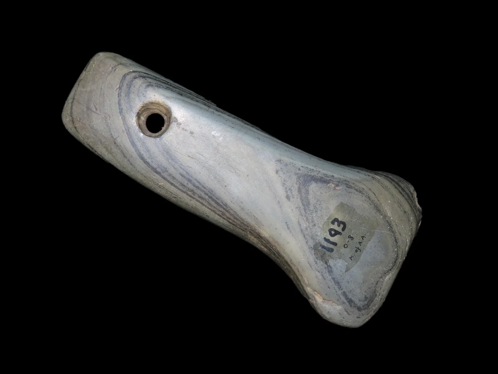 4 1/2" Banded Slate Anchor Pendant, Ogle Co. Illinois. Motley COA. Nice Vivid banding, amazing