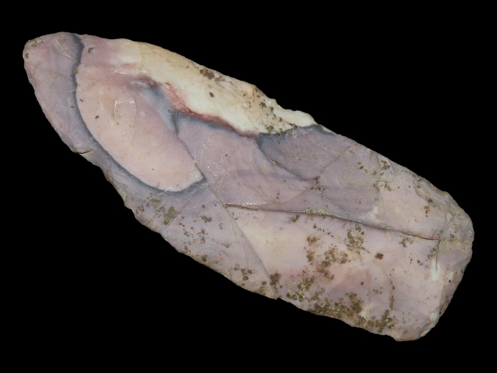 4 11/16" x 1 3/4" Colorful Archaic Knife made of Fort Pane Chert, Motley / Leithoff COA, Found in