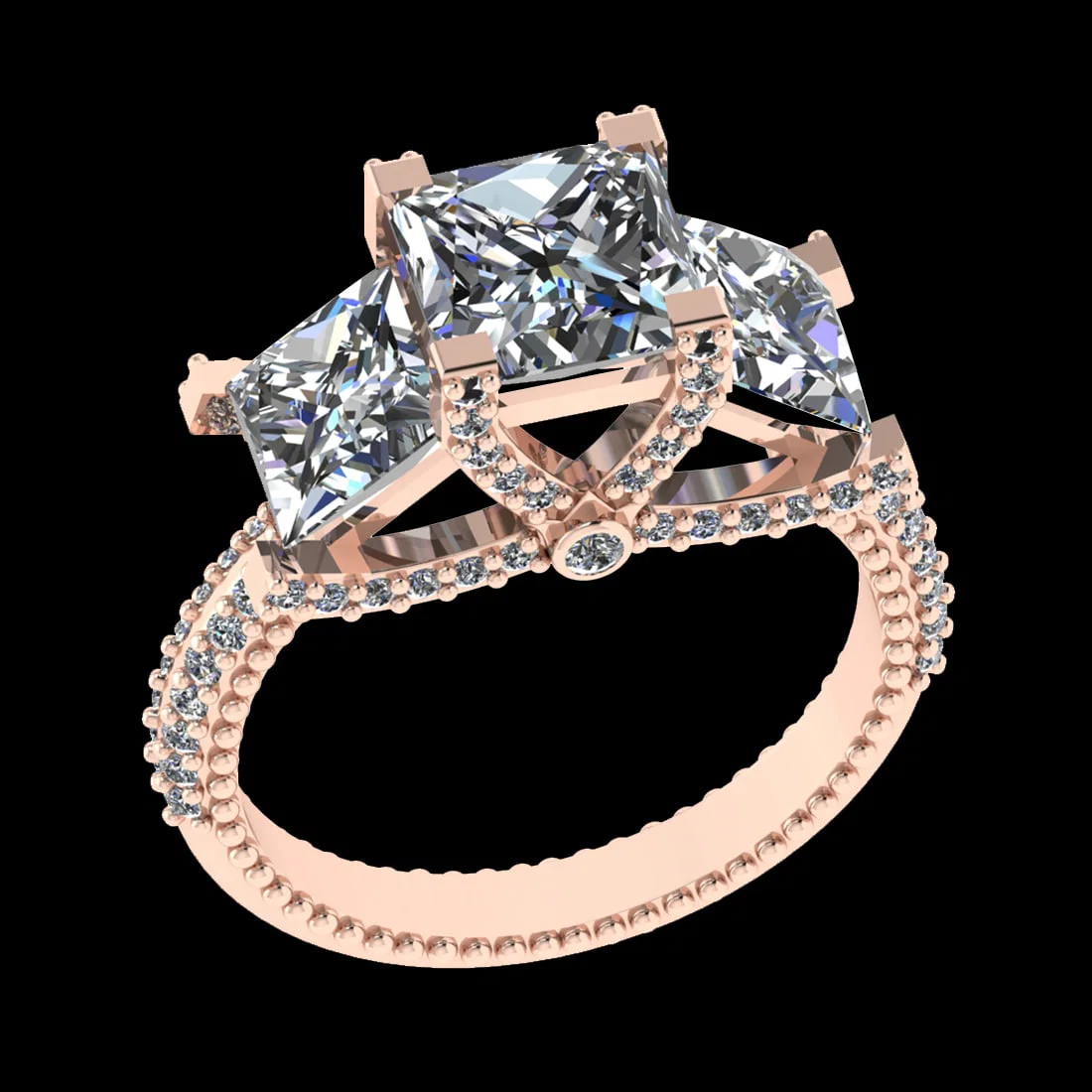 4.58 Ctw VS/SI1 Diamond Prong Set 18k Rose Gold Engagement Ring