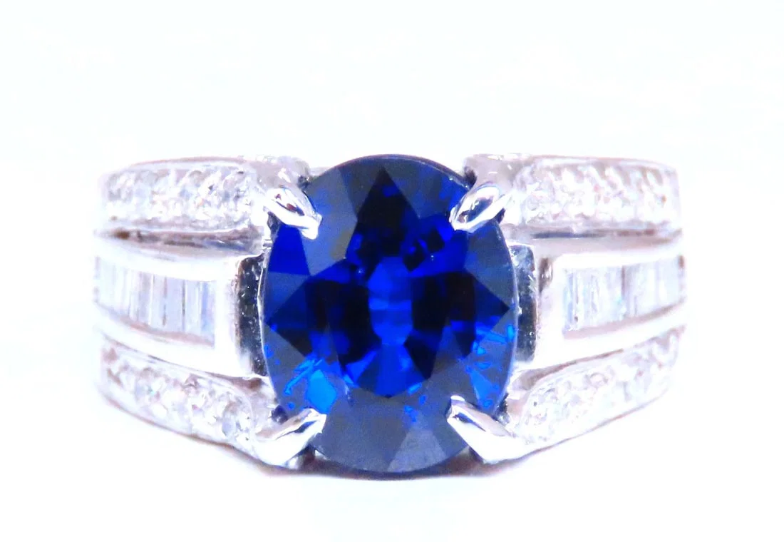 4.70ct Lab Created Sapphire Diamonds ring 14kt gold 12436**