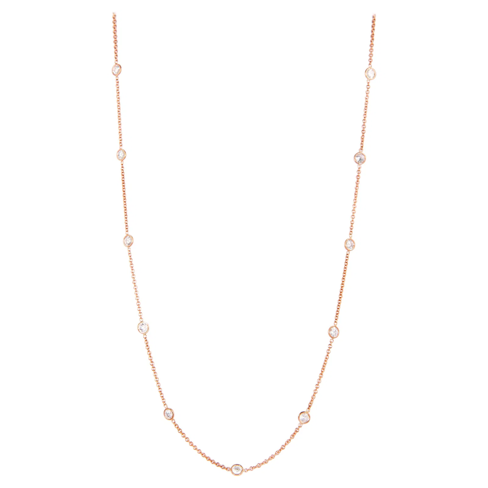 4.75ct Diamonds by the Yard Necklace 18k Rose Gold 24in Modern