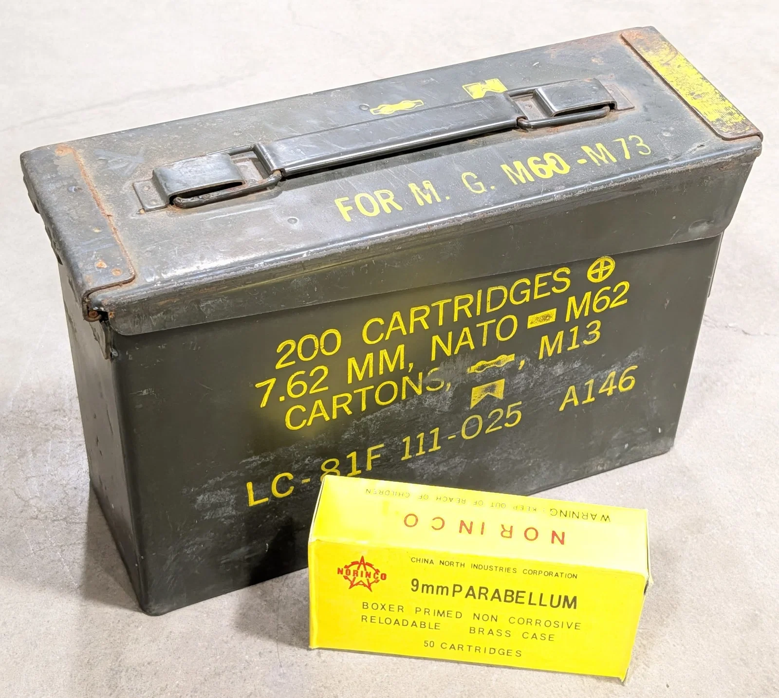 400 Rnds Norinco Surplus 9mm Para FMJ Cartridges w/ Ammo Can
