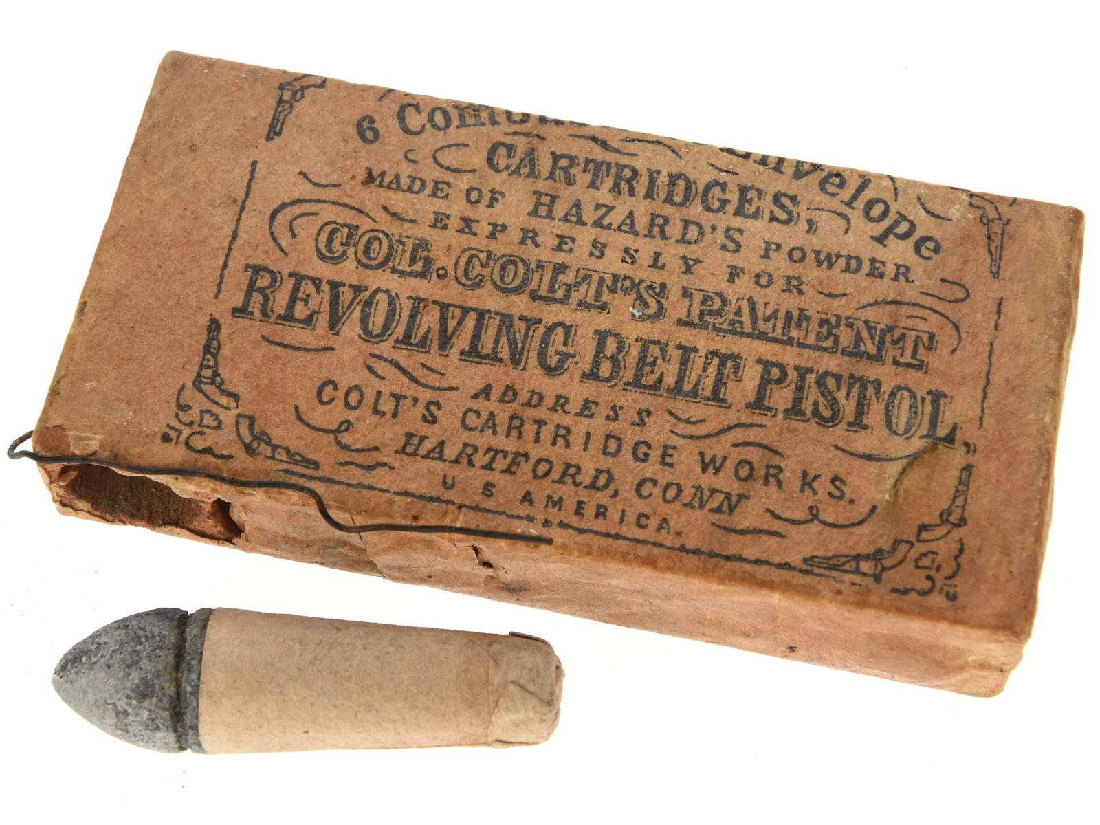 .44 Caliber Colt Revolver Cartridge Packet: Partially Open - Complete With All Cartridges