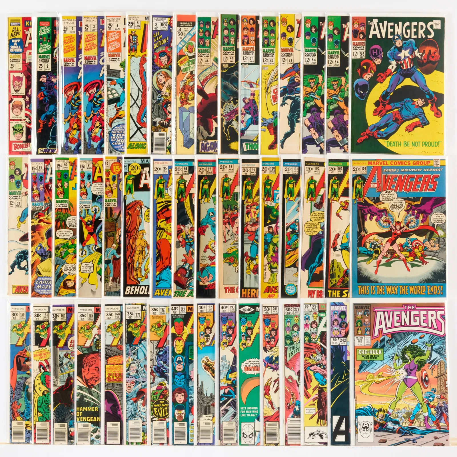 48 Marvel Comics Avengers #46-#281 Group