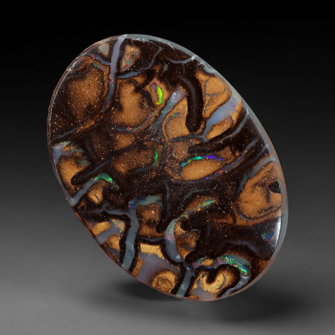 5.11 Carats Koroit Boulder Opal Cabochon - Natural Australian Stones 13.3x9.5mm, 13XM