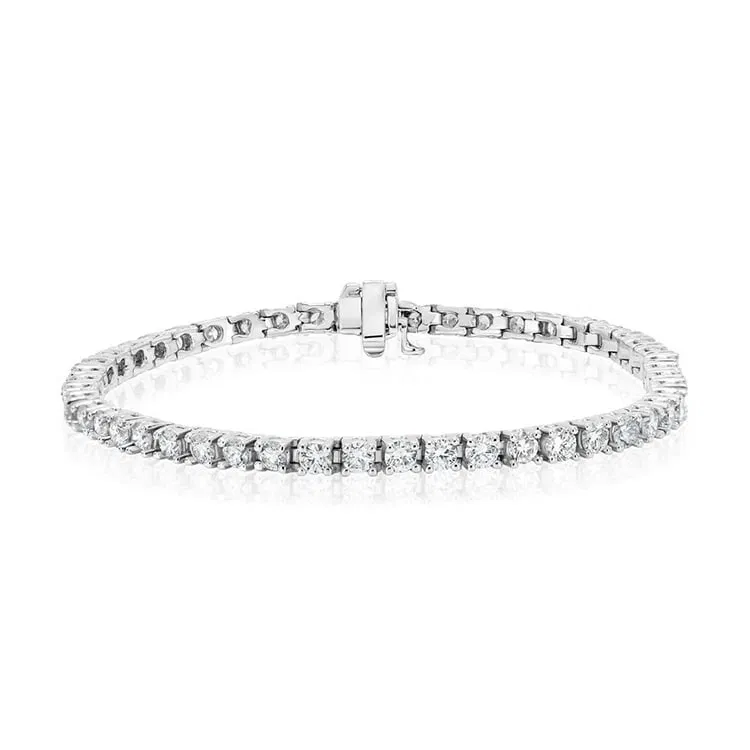 5.15 ctw 14K White Gold 7 inch Basket 4 Prong Tennis Bracelet (LAB-GROWN)